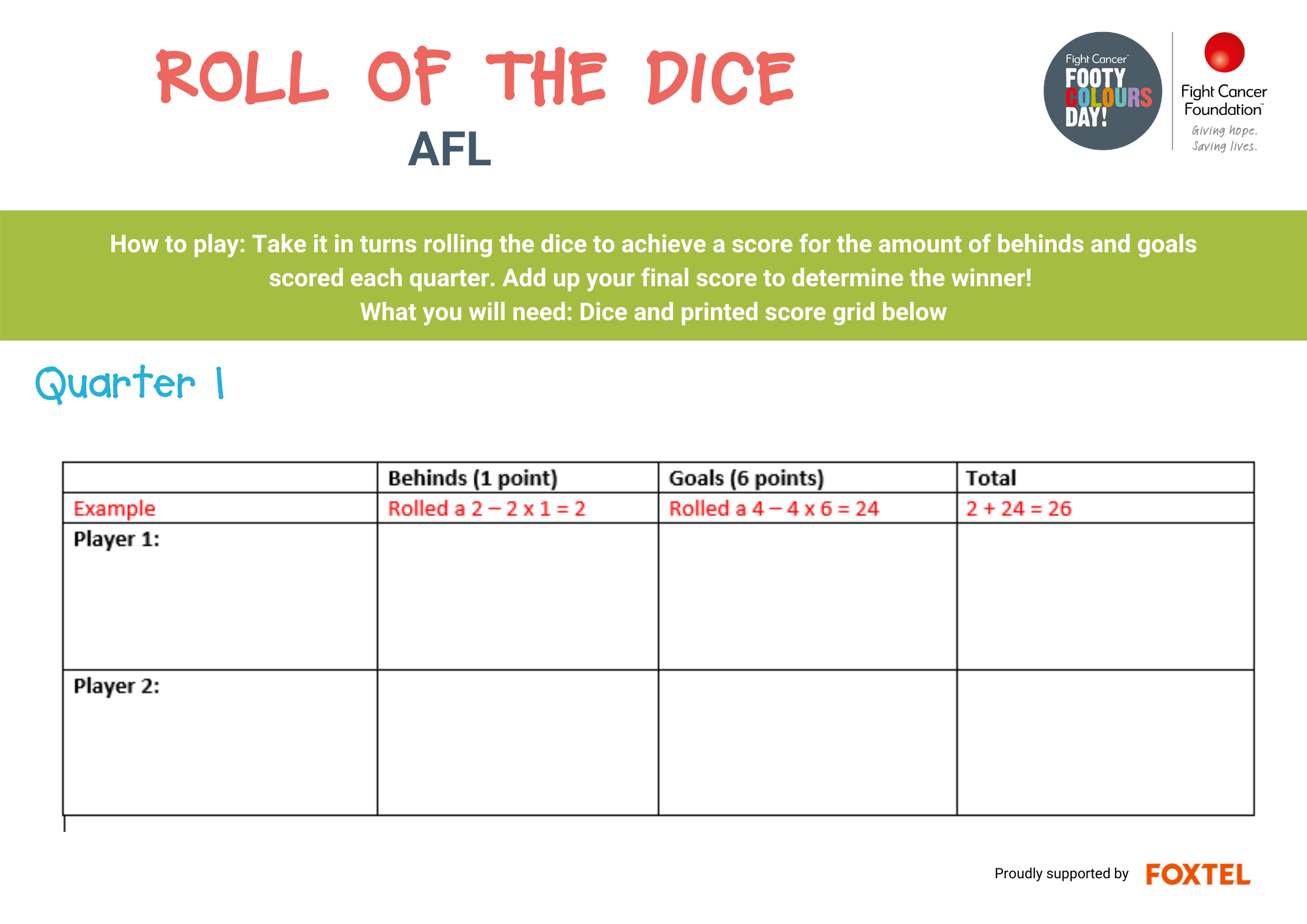 Maths Game AFL
